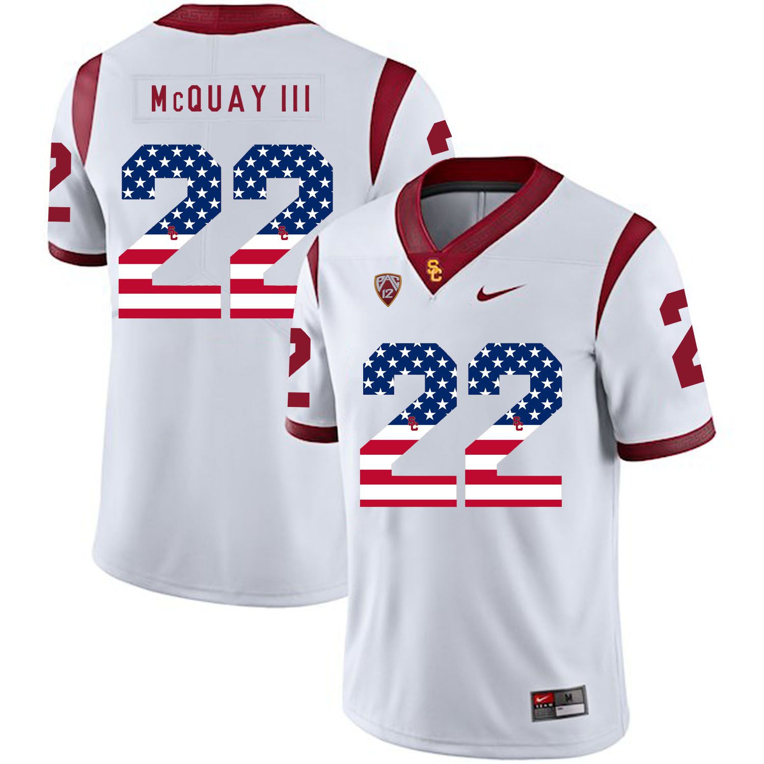 Men USC Trojans #22 Mcquay iii White Flag Customized NCAA Jerseys